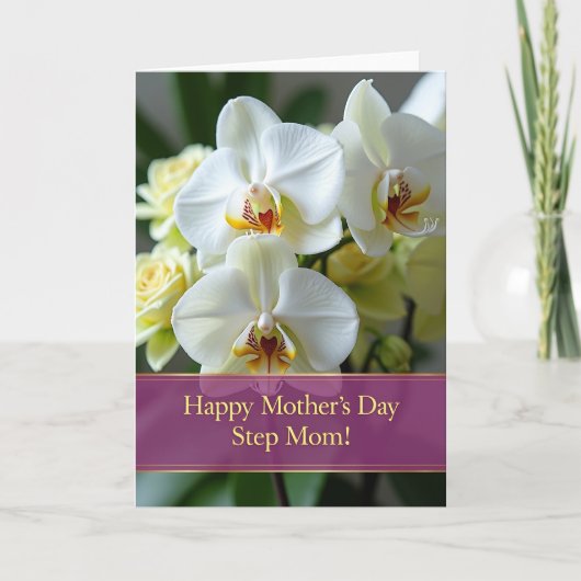 Elegante Witte Bloem Moederdagkaart Kaart (Voorkant)