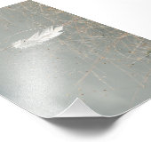 Elegante witte bloem op stoffig blauw foto afdruk (Hoek)