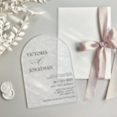 Elegante witte bloem patroon bruiloft acryl uitnodigingen