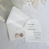 Elegante witte bloem patroon bruiloft acryl uitnodigingen