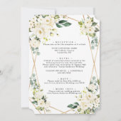 Elegante witte bloem roze gouden alles-in-één brui kaart (Achterkant)