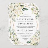 Elegante witte bloem roze gouden alles-in-één brui kaart (Voorkant / Achterkant)