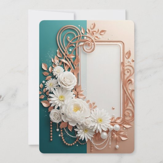 Elegante Witte Bloem Roze Gouden Lijst (Voorkant)