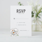 Elegante Witte Bloem RSVP Kaartje (Staand voorkant)