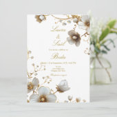 Elegante witte bloem spaanse bruiloft kaart (Staand voorkant)