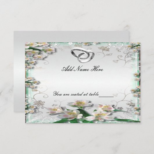 Elegante witte bloem tafel plaatskaart (Voorkant / Achterkant)