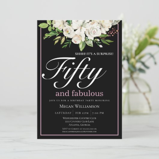 Elegante witte bloem vijftig en fantastische verja kaart (Staand voorkant)