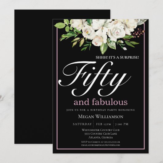 Elegante witte bloem vijftig en fantastische verja kaart (Voorkant / Achterkant)