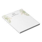 Elegante witte bloem wilde bloem klassiek monogram notitieblok (Schuin)
