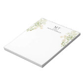 Elegante witte bloem wilde bloem klassiek monogram notitieblok (Linkerzijde)