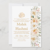 Elegante witte bloem witte islamitische Aqiqa Aqee Kaart (Voorkant)