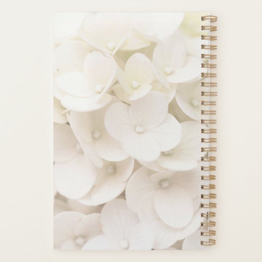Elegante witte bloemblaadjes bloemplanner planner (Achterkant)