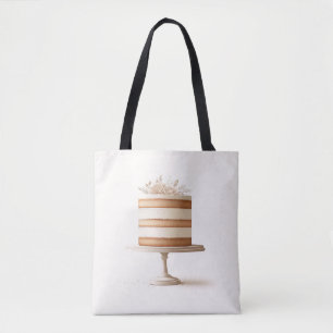 Elegante witte bloemcake bakkerij keuken tote bag