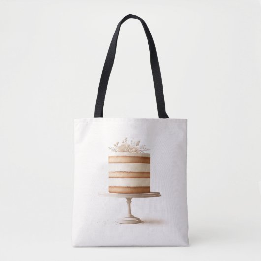 Elegante witte bloemcake bakkerij keuken tote bag (Voorkant)