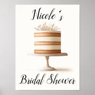 Elegante witte bloemcake banketbakkerij keuken poster