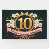 Elegante Witte Bloemen 10e Huwelijksjubileum Spandoek (Horizontaal)