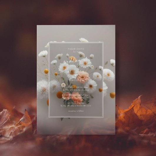 Elegante witte bloemen | 3D-Lijst | Unieke bruilof Kaart