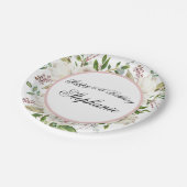 Elegante witte bloemen 50ste verjaardag papieren bordje (Gekanteld)