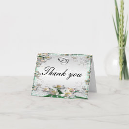 Elegante witte bloemen bedankje bedankkaart