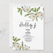 Elegante witte bloemen botanische bruiloft uitnodi kaart (Voorkant)