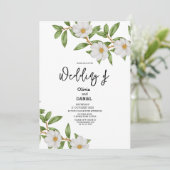 Elegante witte bloemen botanische bruiloft uitnodi kaart (Staand voorkant)