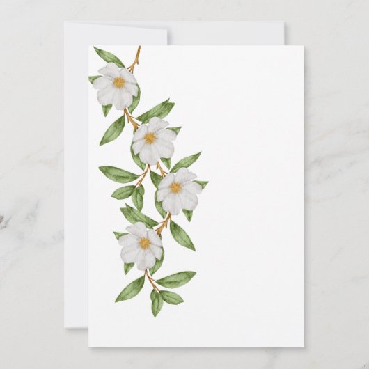 Elegante witte bloemen botanische bruiloft uitnodi kaart (Achterkant)