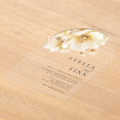Elegante witte bloemen bruiloft acryl uitnodigingen (Laagn)