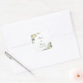 Elegante witte bloemen bruiloft envelop afdichting vierkante sticker (Envelop)