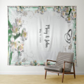 Elegante witte bloemen bruiloft foto achtergrond wandkleed (In Situ (horizontaal))