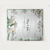 Elegante witte bloemen bruiloft foto achtergrond wandkleed (Voorkant (horizontaal))