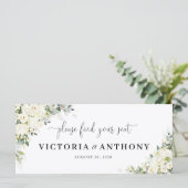 Elegante witte bloemen bruiloft hoofdtafel bord (Staand voorkant)