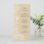Elegante witte bloemen bruiloft receptie menu (Staand voorkant)