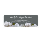 Elegante witte bloemen bruiloft retour adres label (Voorkant)