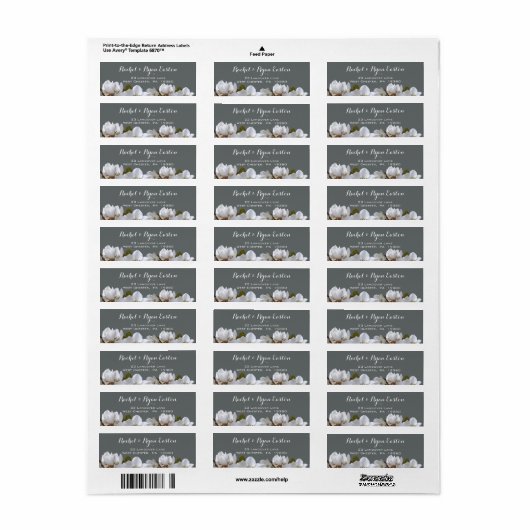 Elegante witte bloemen bruiloft retour adres label (Full Sheet)