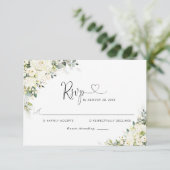 Elegante witte bloemen bruiloft RSVP kaart (Staand voorkant)