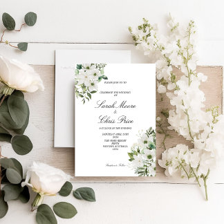 Elegante Witte Bloemen Bruiloft Save The Date
