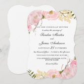 Elegante Witte Bloemen bruiloft Uitnodigen Kaart (Voorkant / Achterkant)