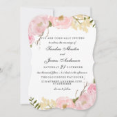 Elegante Witte Bloemen bruiloft Uitnodigen Kaart (Voorkant)