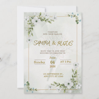 Elegante witte bloemen bruiloft uitnodigingskaart kaart