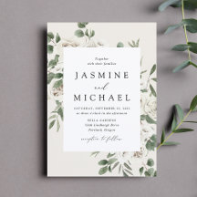 Elegante witte bloemen bruiloftsinvitaties