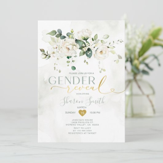 Elegante witte bloemen die hij of zij geslacht ont kaart (Staand voorkant)