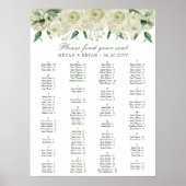 Elegante witte bloemen eenvoudige bruiloft zitgraf poster (Voorkant)