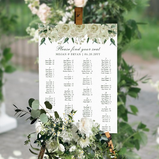 Elegante witte bloemen eenvoudige bruiloft zitgraf poster