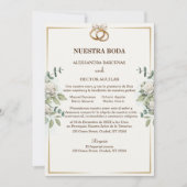 Elegante witte bloemen en groen uitnodiging (Voorkant)