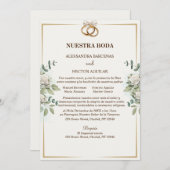 Elegante witte bloemen en groen uitnodiging (Voorkant / Achterkant)