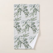Elegante witte bloemen en groene handdoek (Handdoek)