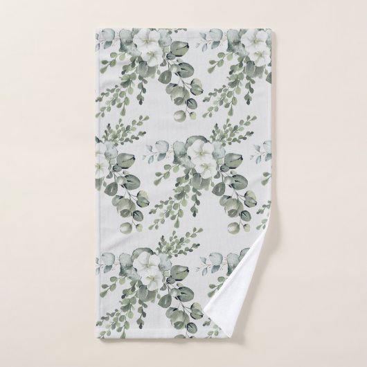 Elegante witte bloemen en groene handdoek (Handdoek)