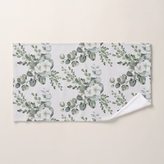 Elegante witte bloemen en groene handdoek (Handdoek)