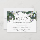 Elegante witte bloemen eucalyptus lavendel RSVP (Voorkant)