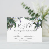 Elegante witte bloemen eucalyptus lavendel RSVP (Staand voorkant)